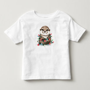 Camiseta Lontra Adorável de Natal