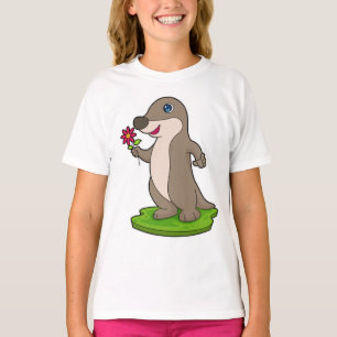Camiseta Lontra com Flor