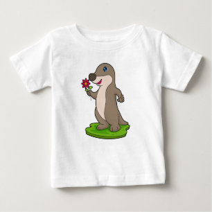 Camiseta Lontra com Flor