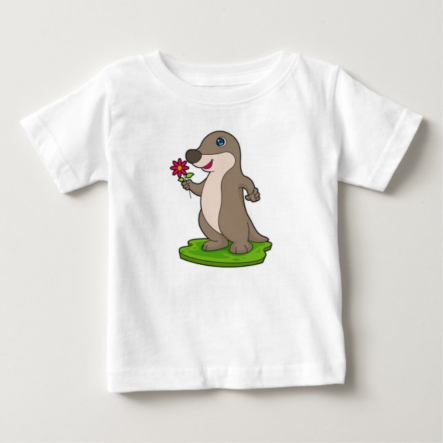 Camiseta Lontra com Flor (Frente)