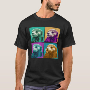 Camiseta Lontra Marinha Ilustração Colorida Animal Feminino