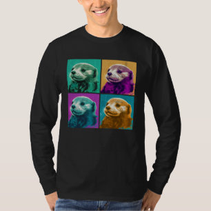 Camiseta Lontra Marinha Ilustração Pop Colorida Animais Mul