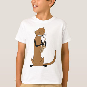 Camiseta Lontra que joga o saxofone
