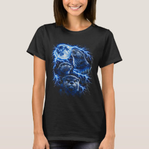 Camiseta Lontra uivando para a lua vintage 90s retro bootle