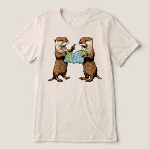 Camiseta Lontras Engraçadas Com Mapa
