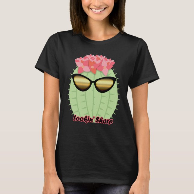 Camiseta Lookin' Sharp Blooming Cactus with Sunglasses (Frente)
