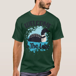 Camiseta Loon Natação Watercolor Bem-Vindo Ao Lago