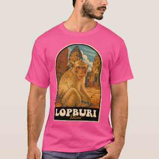 Camiseta Lopburi Tailândia Poster vintage de Templo Macaco