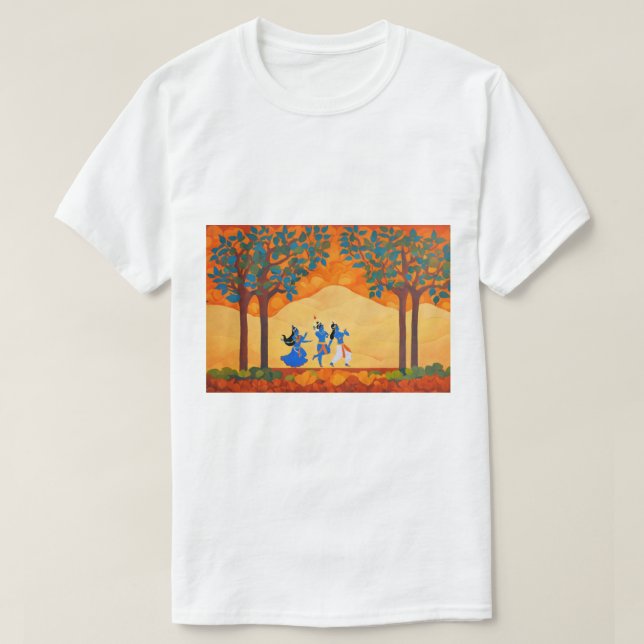 Camiseta Lorde Krishna dança com radha (Frente do Design)