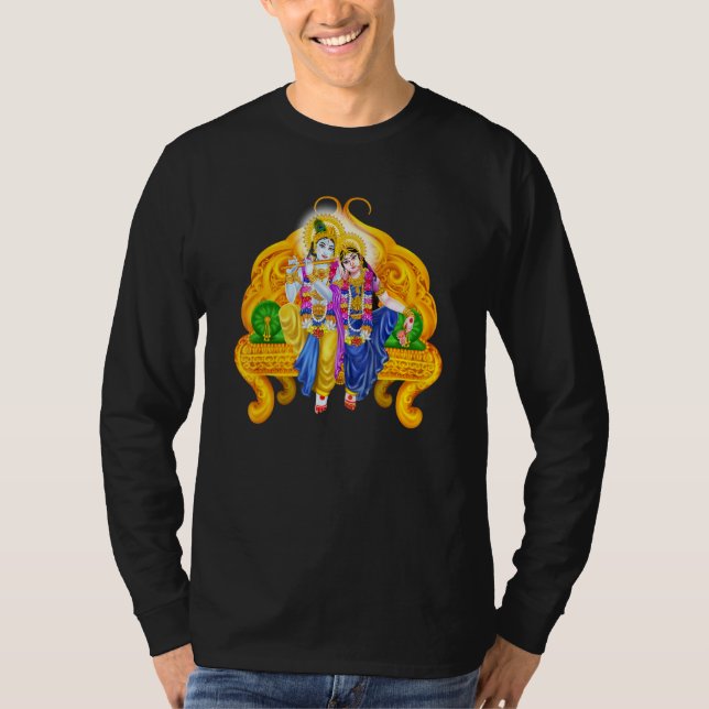 Camiseta Lorde Krishna E Devi Radha Meditação Hindu Deity (Frente)