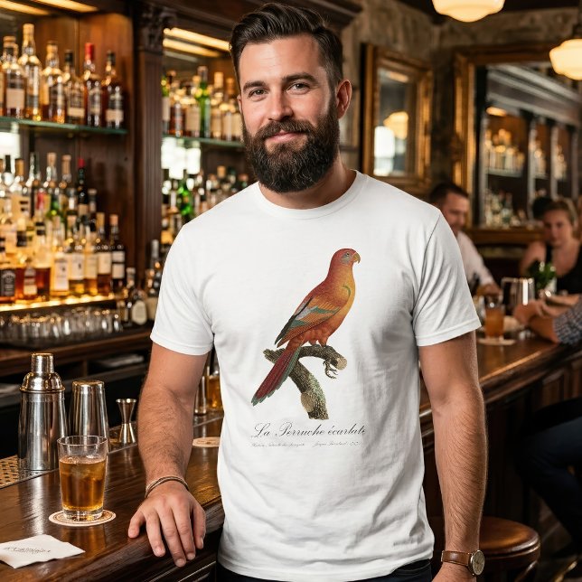 Camiseta Lóri-de-bornéu, Trichoglossus borneus (Red Lory or Eos Bornea, Trichoglossus borneus. Men Basic White T-Shirt)