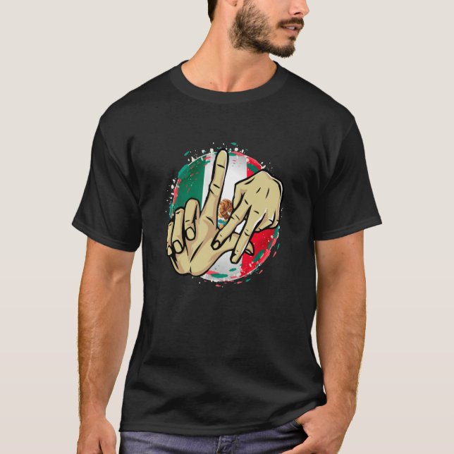 Camiseta Los Angeles California Chicano Mexico Flag LA Hand (Frente)