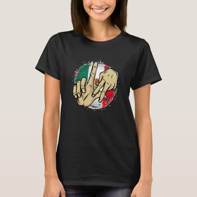 Camiseta Los Angeles California Chicano Mexico Flag LA Hand (Frente)