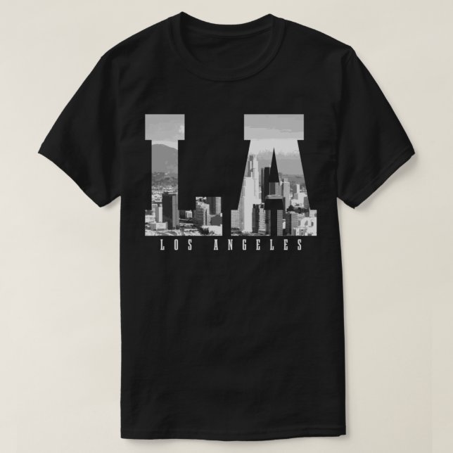 Camiseta Los Angeles California LA Skyline Pride Black Whit (Frente do Design)