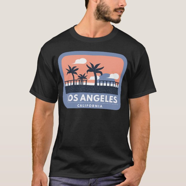 Camiseta Los Angeles California Retro Skyline Design (Frente)