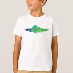 Camiseta Los Angeles City Skyline - Verde limão Azul
