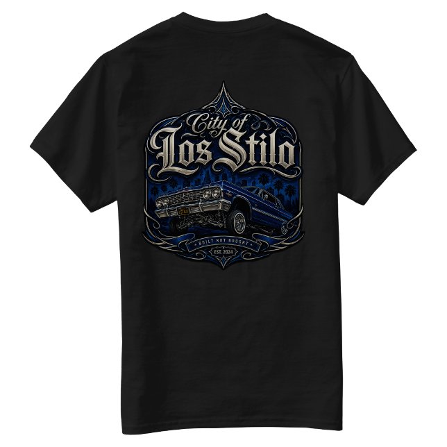 Camiseta Los Angeles Construída Não Comprada com e (Los Angeles Built Not Bought back-hit T-shirt)