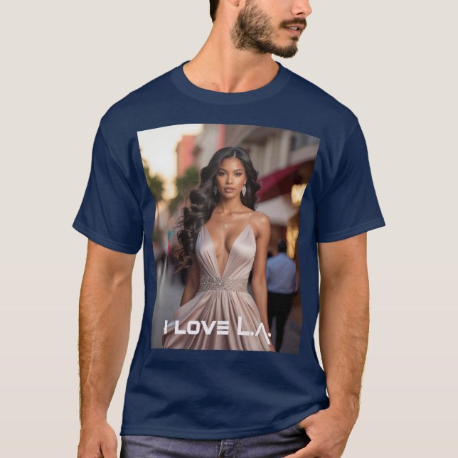 CAMISETA LOS ANGELES - EU AMO O LA (Frente)