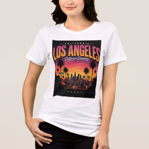 Camiseta Los Angeles Retro Pôr do Sol Skyline Califórnia So