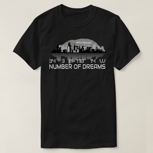 Camiseta Los Angeles Skyline GPS Coordena a Cidade dos Sonh (Frente do Design)