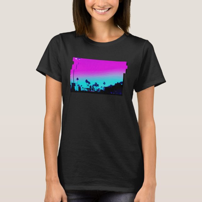 Camiseta Los Angeles Vaporwave Aesthetic Lights For Men and (Frente)
