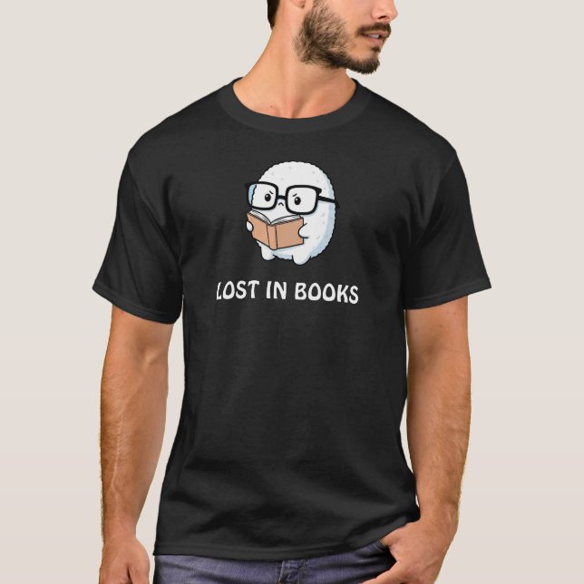 Camiseta Lost in Books – Cute Fluffy Character (Frente)