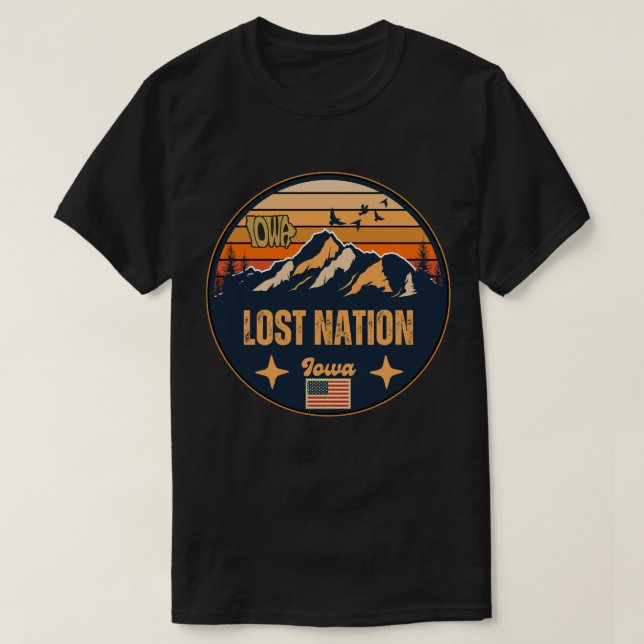 Camiseta Lost Nation, Iowa Ia, Estados Unidos (Frente do Design)