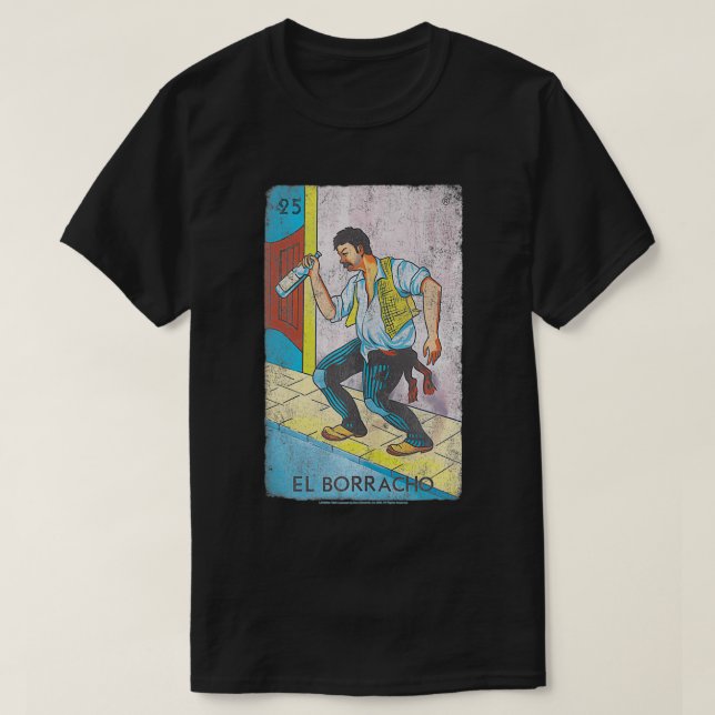 Camiseta Loteria El Borracho Colorful Tarot Card (Frente do Design)