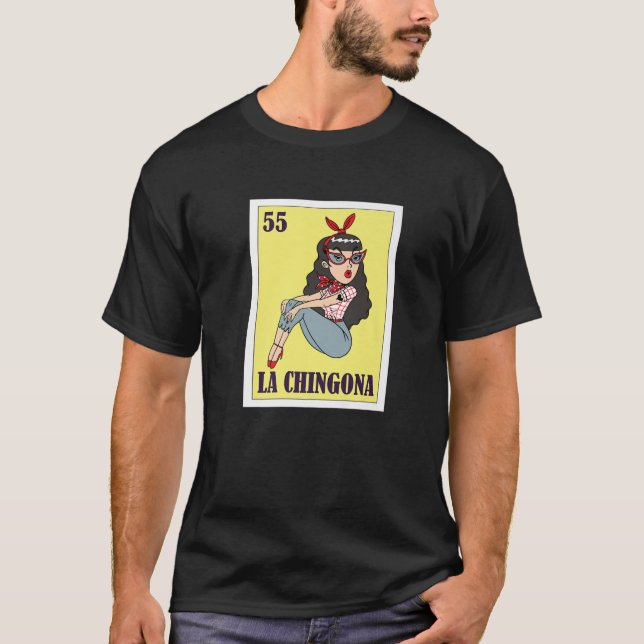 Camiseta Loteria mexicana La Chingona, Jogo de Cartão Bingo (Frente)