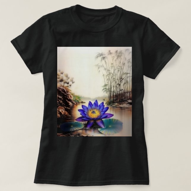 Camiseta Lotus Azul Emergindo das Águas Mortas (Vietnamita) (Frente do Design)