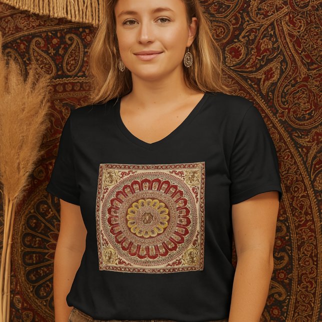 Camiseta Lotus Blossom Petal da Índia Antiga Boho (Criador carregado)