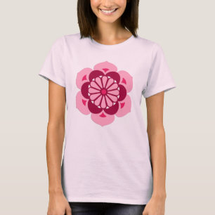 Camiseta Lotus Flower Mandala, Fuchsia Pink e Burgundy