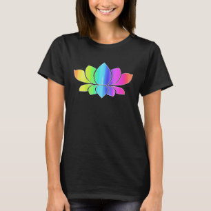 Camiseta Lotus Flower Rainbow Yoga Namaste Medalha Mulheres