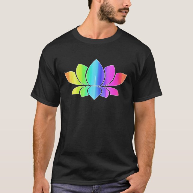 Camiseta Lotus Flower Rainbow Yoga Namaste Meditation Women (Frente)