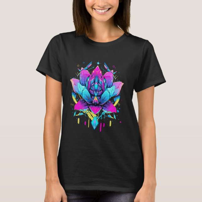 Camiseta Lotus Flower Robotics Futurística Cyberpunk Design (Frente)