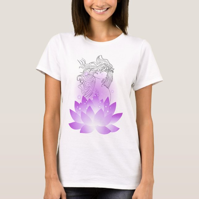 Camiseta Lotus Spirit – Soft Feminine Line Art (Frente)