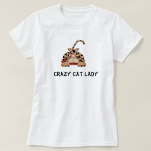 Camiseta louca da senhora do gato