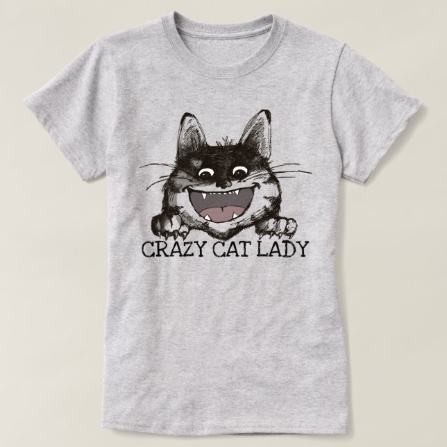 Camiseta Louca Senhora de Gato Personaliza (Frente do Design)
