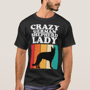 Camiseta Louca Senhora Pastor Alemão Cachorro Garotas Mul