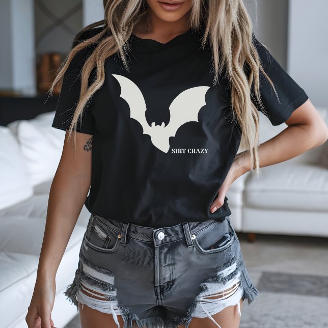 Camiseta Louco de Morcego Funny Halloween Minimal  (Criador carregado)