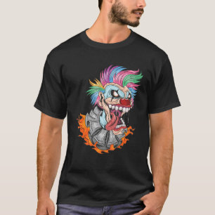 Camiseta Louco Palhaço Flamejando Cabelo Arco-Íris Fantasy 