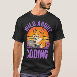Camiseta Louco por Codificação Cachorro Corgi Programador E