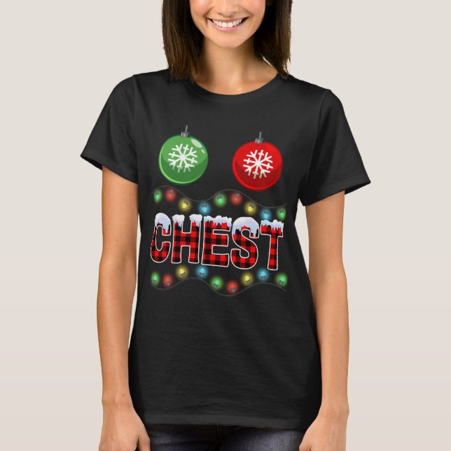 Camiseta Loucos de Natal Luzes de Natal Xmas Correspondendo (Frente)