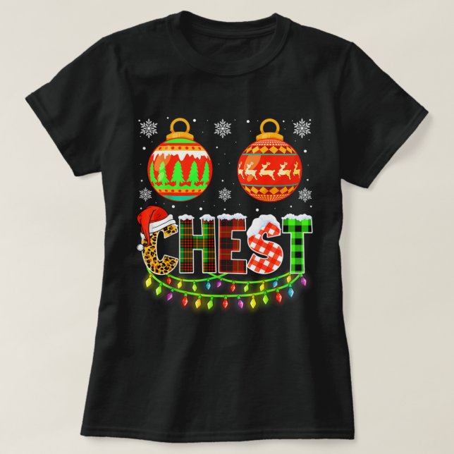 Camiseta Loucos de tórax combinando Casais de Natal engraça (Frente do Design)