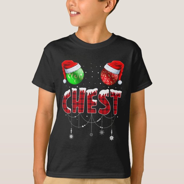 Camiseta Loucos do tórax Casais de Natal Correspondentes 1 (Frente)