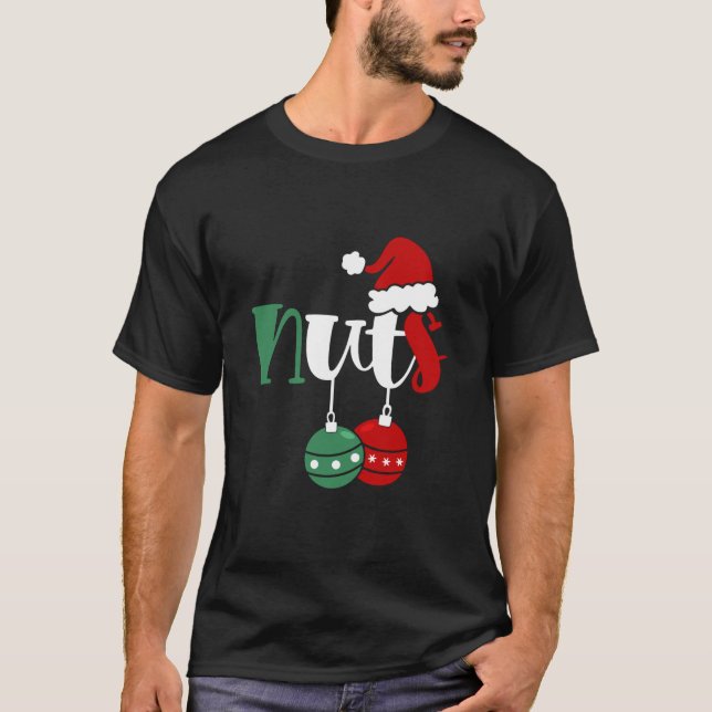 Camiseta Loucos do tórax Casal de Natal Correspondente (Frente)
