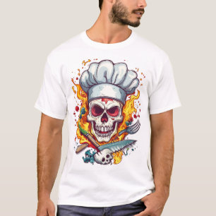 Camiseta Loucura do Chef Caveira - Cozinha Divertida de Esq