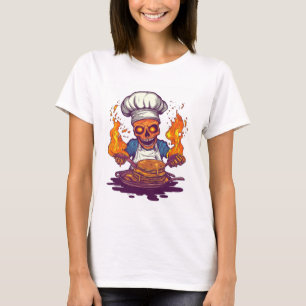 Camiseta Loucura do Chef Caveira - Esqueleto de Cozinha Div