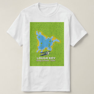 Camiseta Lough Key County Roscommon, mapa da Irlanda