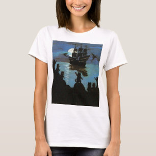 Camiseta Louis Wain Cat Pirata Galleão À Lua